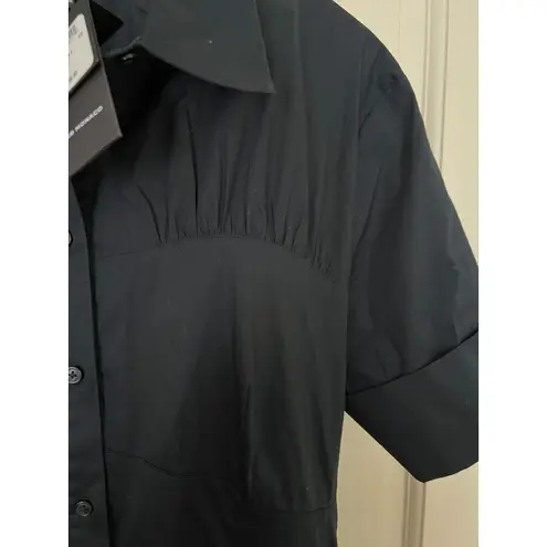 Club Monaco Poplin Navy Blue Midi Short Sleeve Shirt Dress - size 12