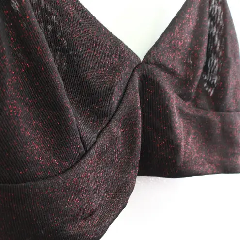 Revolve  by the way. Metallic‎ Shimmer Crop Cami Black Red Size S - Image 4