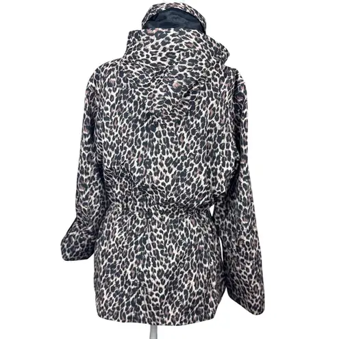 JM Collection Leopard Coat Jacket Womens M Brown Black Belted Waist Snap Button