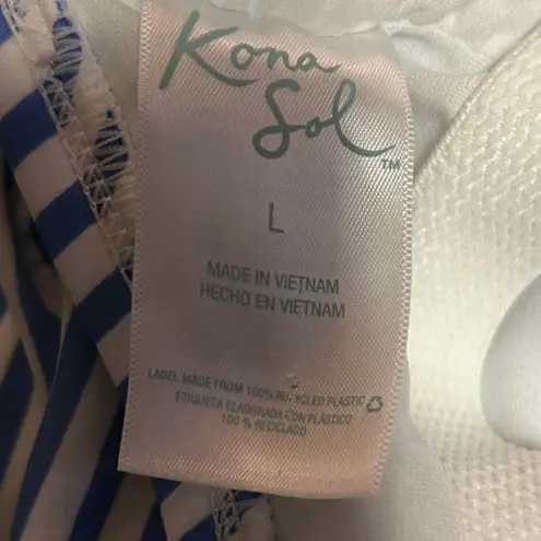 Kona Sol Lemon Stripe Tie Back One Piece Swimsuit Bathing Suit Size L