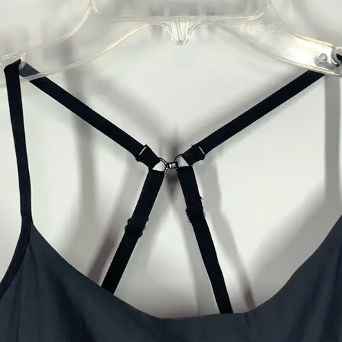 Ballys Women's Solid Adjustable Strap Back Hook Sports Bra Black Size Large