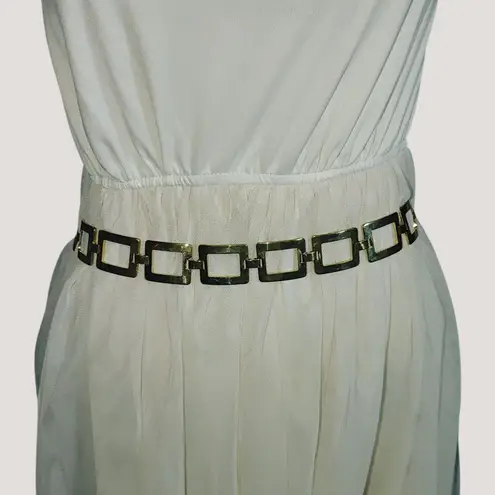 Gold Tone Chain Link Belt Vintage Versatile Adjustable Rectangle Design 1 Inch Size XL