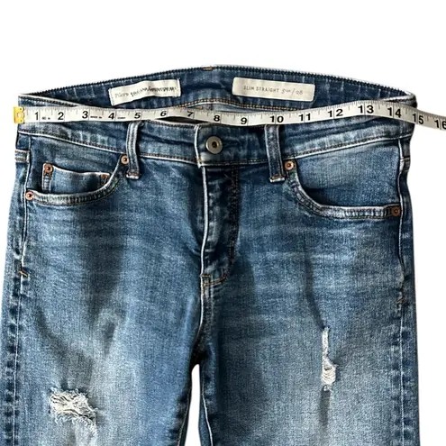 Pilcro and the Letterpress Mid-Rise Slim Straight Distressed Jeans Size 30