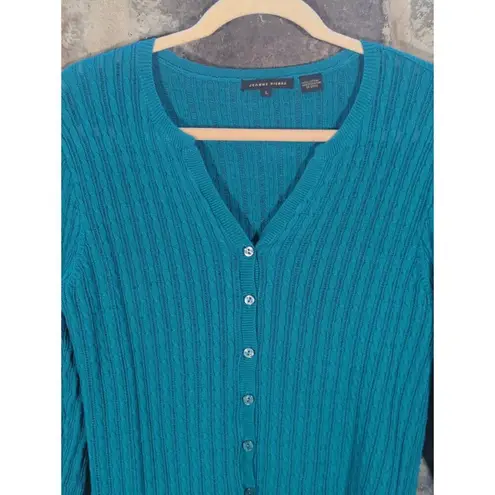 Jeanne pierre VTG Knit Top Woman's Large Teal Green Coastal Lightweight