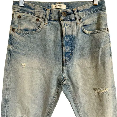 Moussy Vintage Melvin Tapered Distressed High Rise Jeans Women’s Size 25 Blue