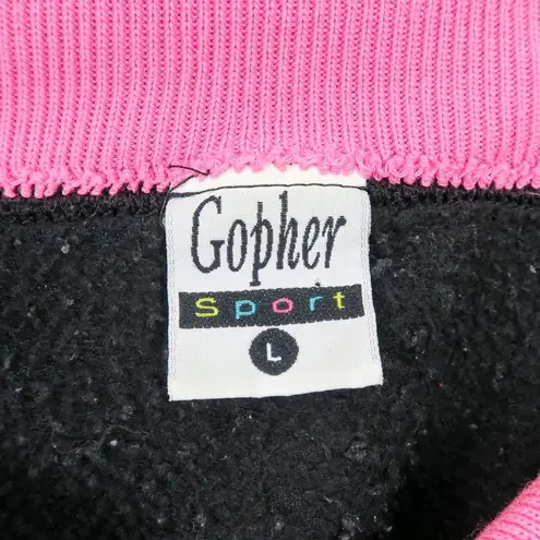 Vintage 90s Gopher Sport Graphic Cat Lady Collared Sweatshirt