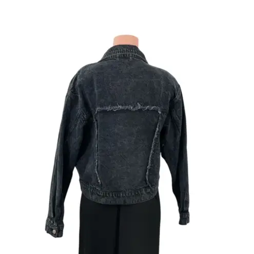 BDG  Urban Outfitters Black Denim Distressed Trucker Jean Jacket‎ Size Large