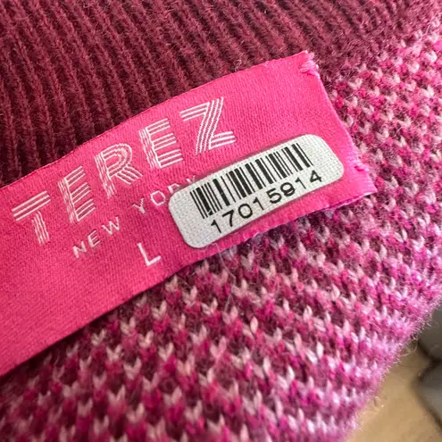Terez Pink Ombre Oversized Sweater LARGE Fold Over Quarter Zip Soft Holiday $380