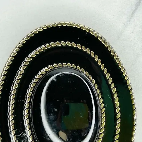Gold Tone Black Cabochon Cinch Belt Buckle