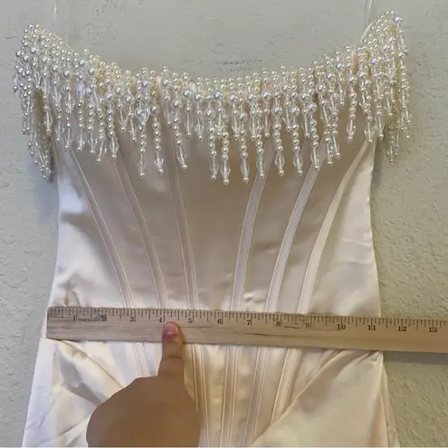 House Of CB  'Nalita' Vintage Cream Embellished Strapless Midi Dress NWOT size XS