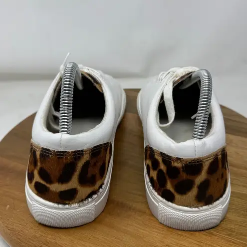 J Crew Sneakers Womens Road Trip Leopard Calf Hair White Brown Size 9.5