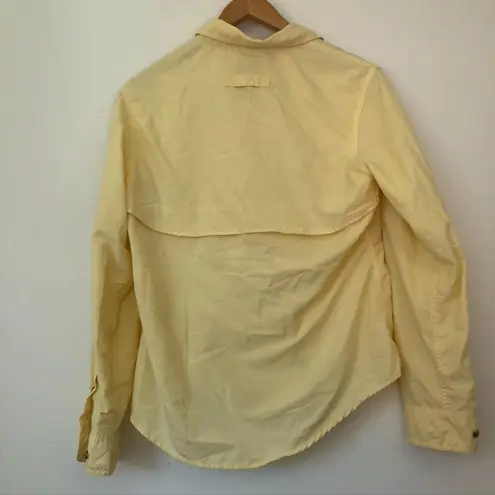 L. L. BEAN Tropicwear Shirt Solid Yellow Button Down Short Sleeve Vented Small S