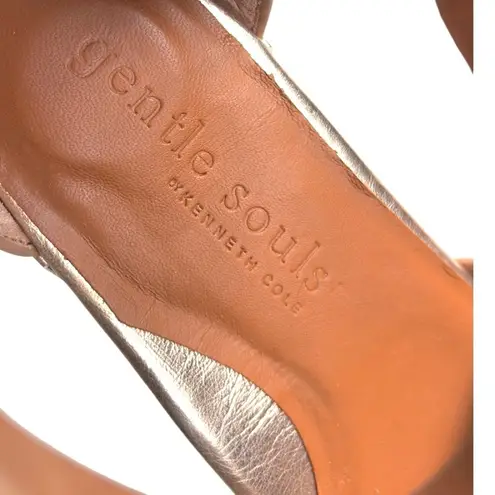 Gentle Souls Like New Kenneth Cole Leather Break My Park Sandals Gold 7 1/2