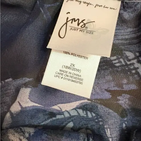 Just My Size Floral Pullover Blouse 3/4 Sleeve Womens 2X (18W-20W) Navy Blue - Image 8