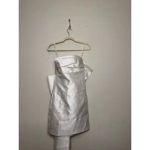 Alfred Sung Oversize Bow Back Strapless Minidress