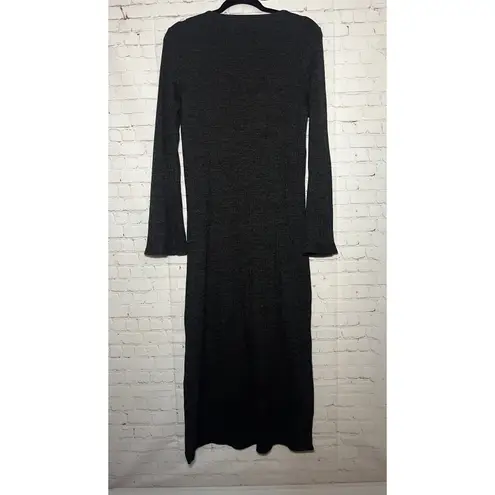 Sol Angeles Anthropologie Gray Long Sleeve Waffle Knit Midi Dress SZ Medium NWOT