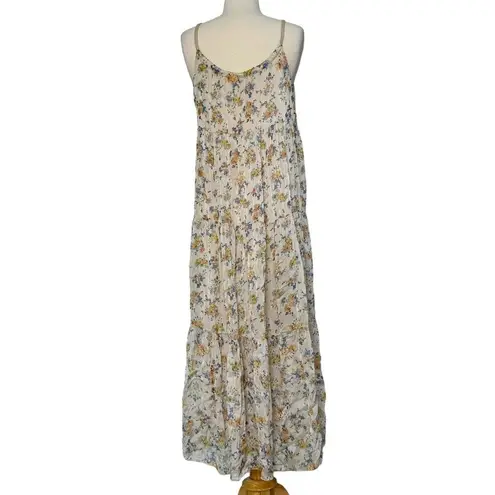 Elena Baldi Tiered Silk Floral Maxi Dress Lightweight Flowy Summer Italy Sz XS