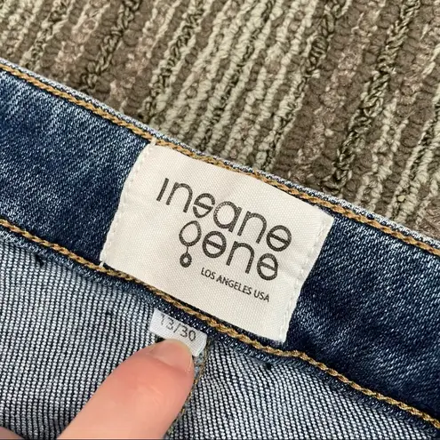 Insane Gene Wide Leg Distressed Flare Raw Hem High Rise Jeans Sz 13/30 Blue