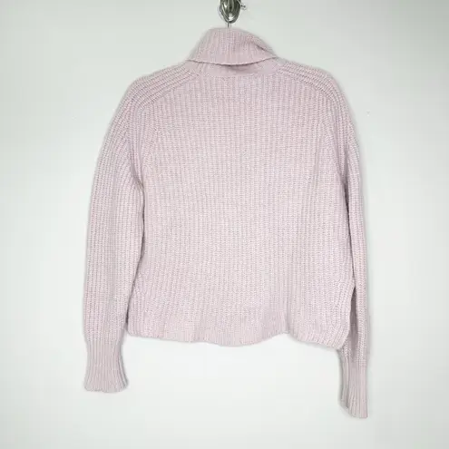 360 Cashmere  Womens Sweater Waffle Knit Long Sleeve Turtleneck Pullover Pink M