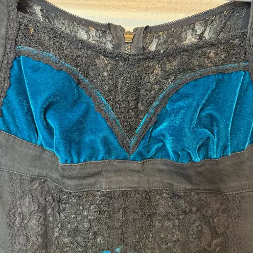 Tripp NYC Black and Blue Velvet Corset Goth Mall Goth Dark Aesthetic Size XL