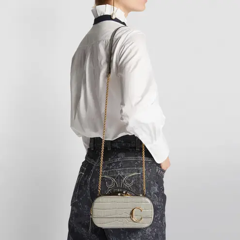 Chloé Mini C Vanity Bag Croc Embossed Leather New!