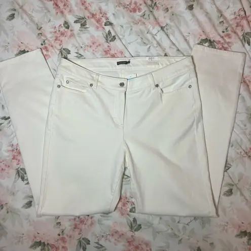 J. McLaughlin NEW Lexi 5 Pocket Full Length Jeans Egret White Size 14 Mid Rise