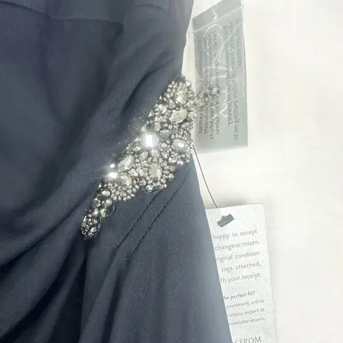 Alex Evenings Camille Cowl Neck Gown Size 12 NEW Navy Embellished Wedding Guest