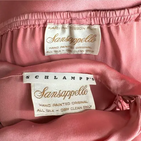 Vintage Karie Patterson SANSASAPPELLE Pink Hand Painted Silk Top/Skirt Medium