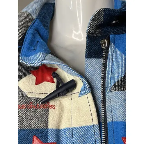 Gsus Sindustries Women's Size Small Wool Blend Blue Plaid Long Utility Coat