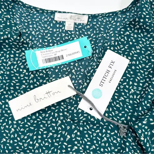 Nine Britton NWT Stitch Fix  Cavanna Faux Wrap Blouse Teal Green Size SP