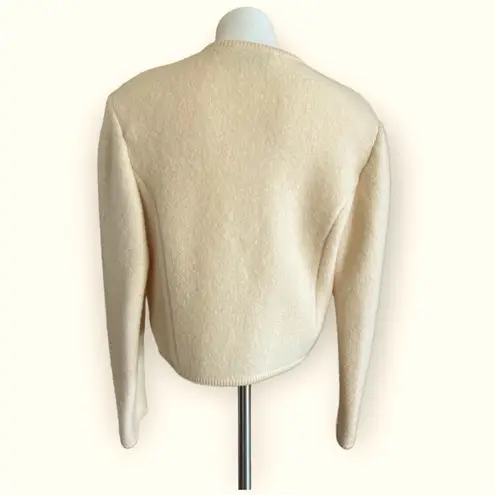 BRANDON Vintage Pure Virgin Wool Cropped Floral Embroidered Cardigan Size M Size M