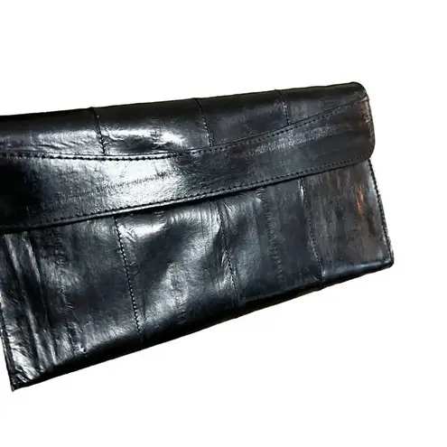 Vintage 80’s Lee Sands Bkack Eel Skin Wallet Black