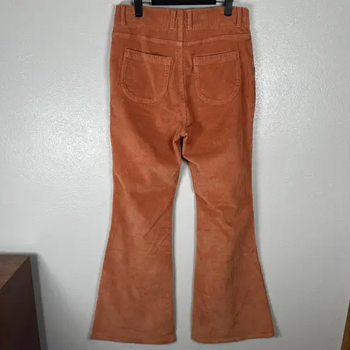 NEW Hammies Womens Bell Bottom Corduroy Pants Rust Burnt Orange Size 32 Flare