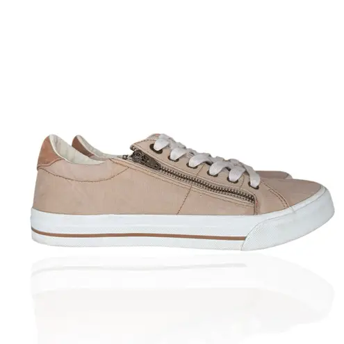 Taos Z Soul Canvas Sneakers Women's Size 9 Side Zip Lace Up Tan Beige Neutral