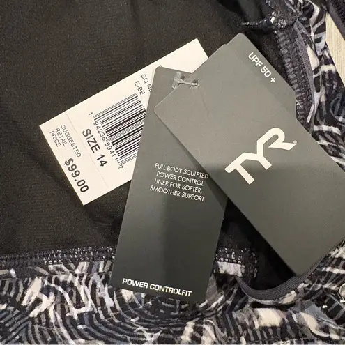 NWT, TYR Quake Durafast Elite Square Neck Controlfit One Piece Swimsuit, Sz 14 Blue