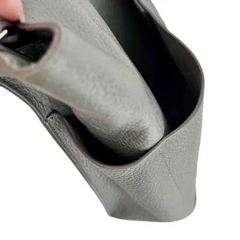 All Saints Green-Grey ‘Mast’ Pebbled Leather Shoulder Bag in “Light Slate”