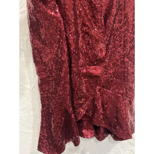 NIKIBIKI Sequin Tank Cocktail Party Ruffle Dress Women’s Small Ruby Wine
