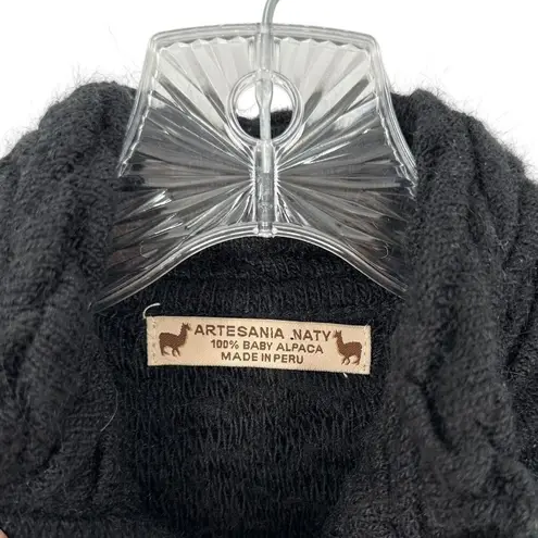 Artesania Naty Black 100% Alpaca Chunky Cardigan Sweater Size Medium Peruvian