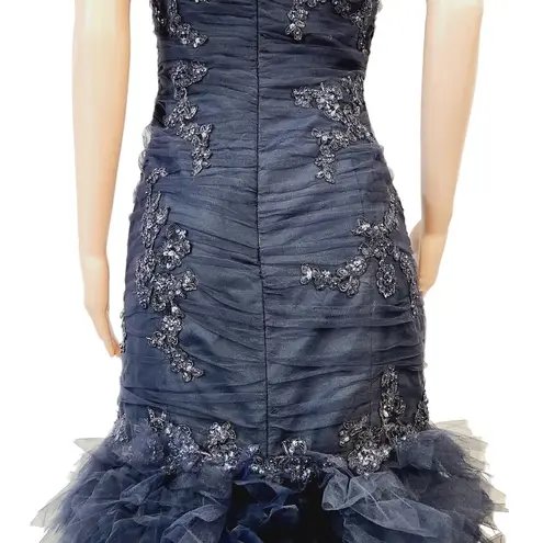 Camille La Vie  Blue Beaded Corset Mermaid Formal Gala Dress Size 8