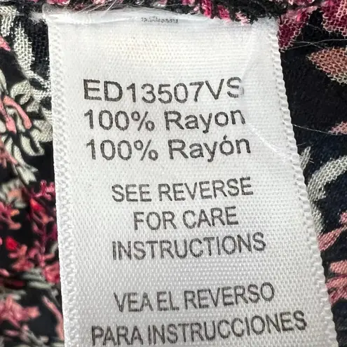 NWT C’isa Mini Dress Womens S Pink Black Floral Long Flare Sleeve Hippie Boho