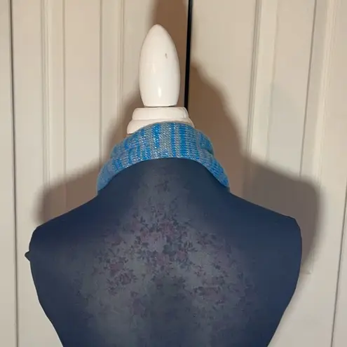 Eternity Round Knit Scarf Blue Gray Silver Sparkle Threads