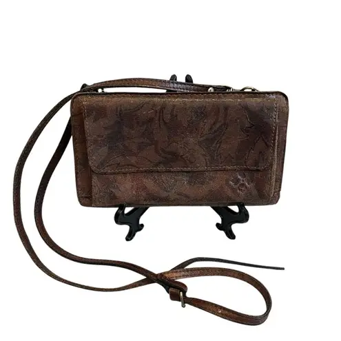 Patricia Nash Napa Etched Floral Collection Wallet Organizer Crossbody