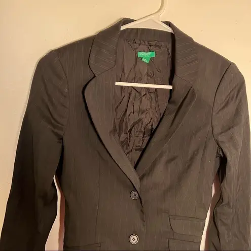 United Colors Of Benetton 2 Button Blazer Black Pinstripe