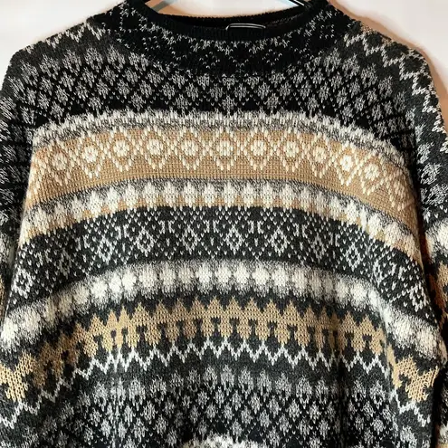 Chic Black and Tan Patterned Women's Sweater Size undefined