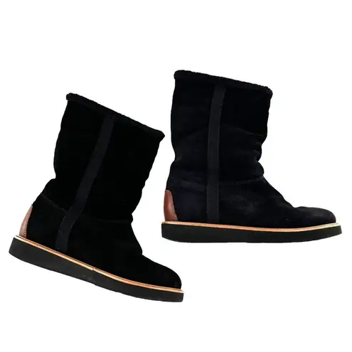 Salvatore Ferragamo Black Suede Shearling Lined Boots Size 5.5 M