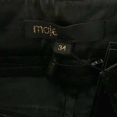 Maje Womens Perry Leather Straight Leg Flared Crop Pants US 0 Black FR 34 -Flaw-