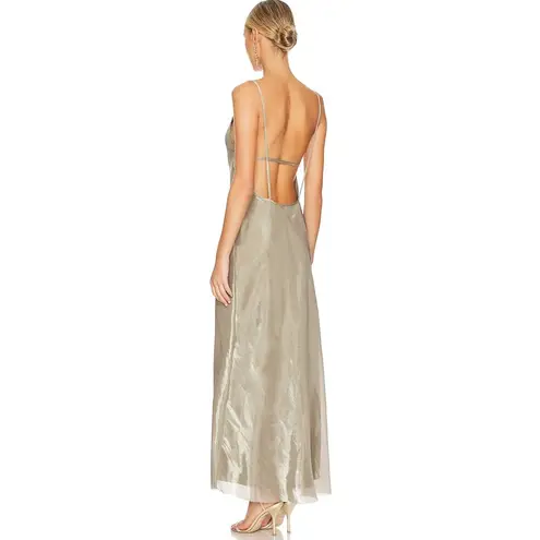 Bec & Bridge Fleur Maxi Dress Iridescent Silver Size 8 US NWT