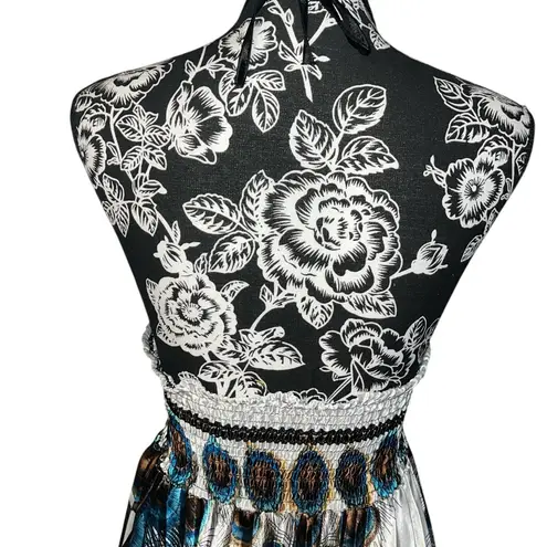 Shoreline Pleated Peacock Maxi Dress