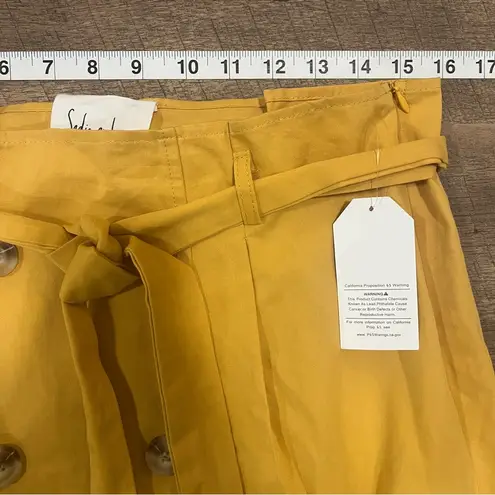 Sadie Love Mini Skirt Womens Size Large Yellow Gold Belt Tie Boho Preppy Simple