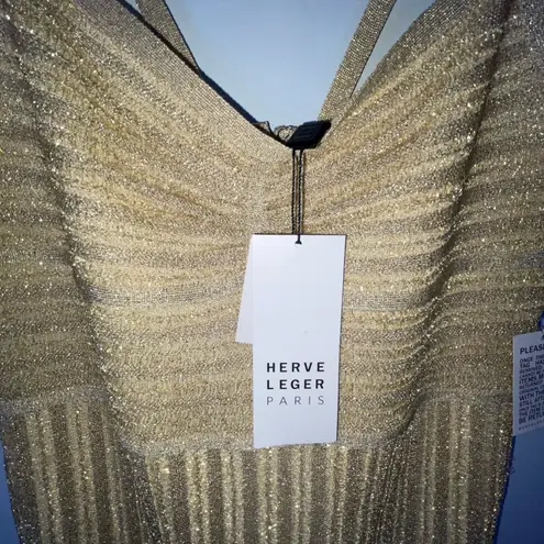 Herve Leger Paris Lurex Eyelash Sweetheart Dress Size Medium NWT Style No. 46OPC8466821-713